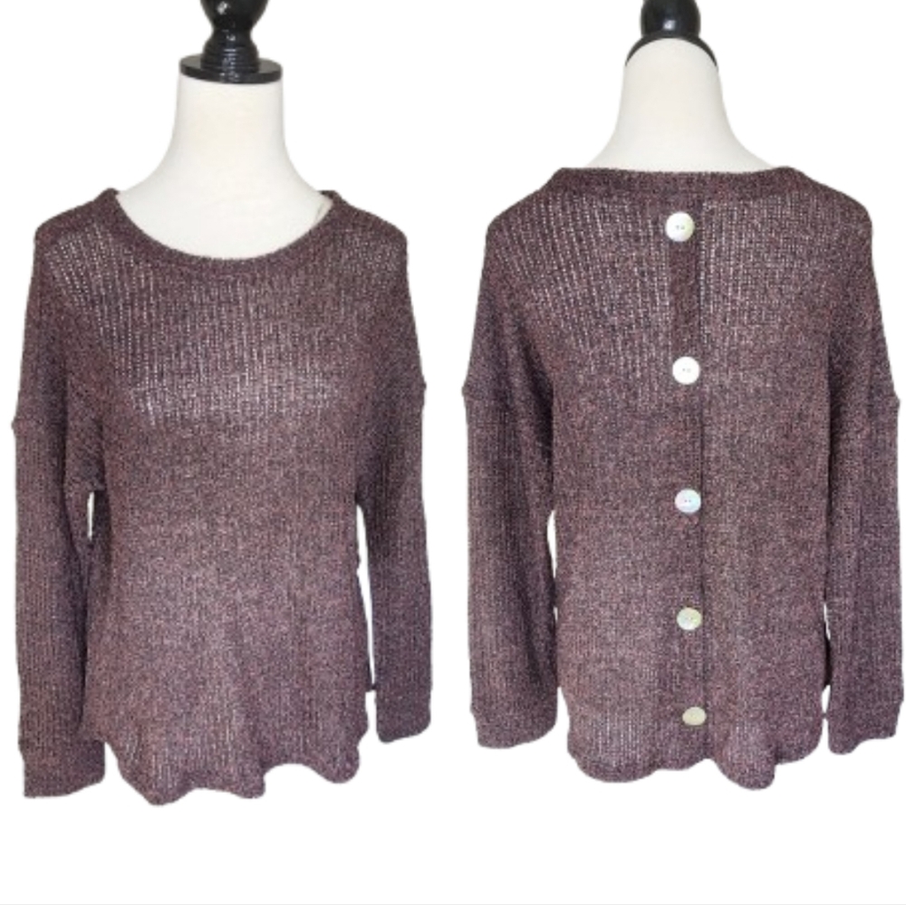 Love Is For Eternity women's purple sweater with buttons on back size large NWT